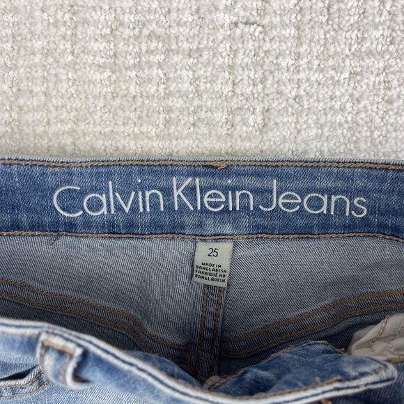 Calvin Klein Summer Jean Shorts Womens Size 25 Light Blue Distressed Cut Off - Picture 7 of 14